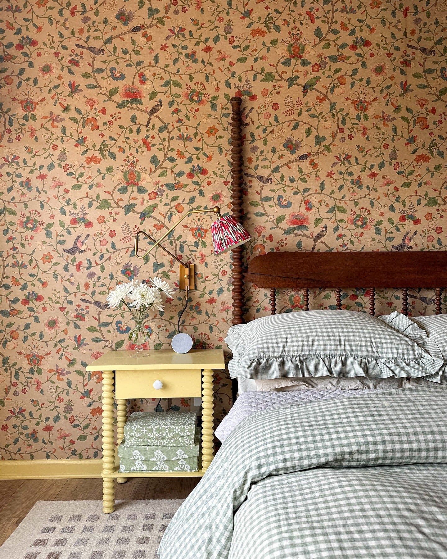 Chintz Wallpaper with Birds and Blooms Sets a Whimsical Tone