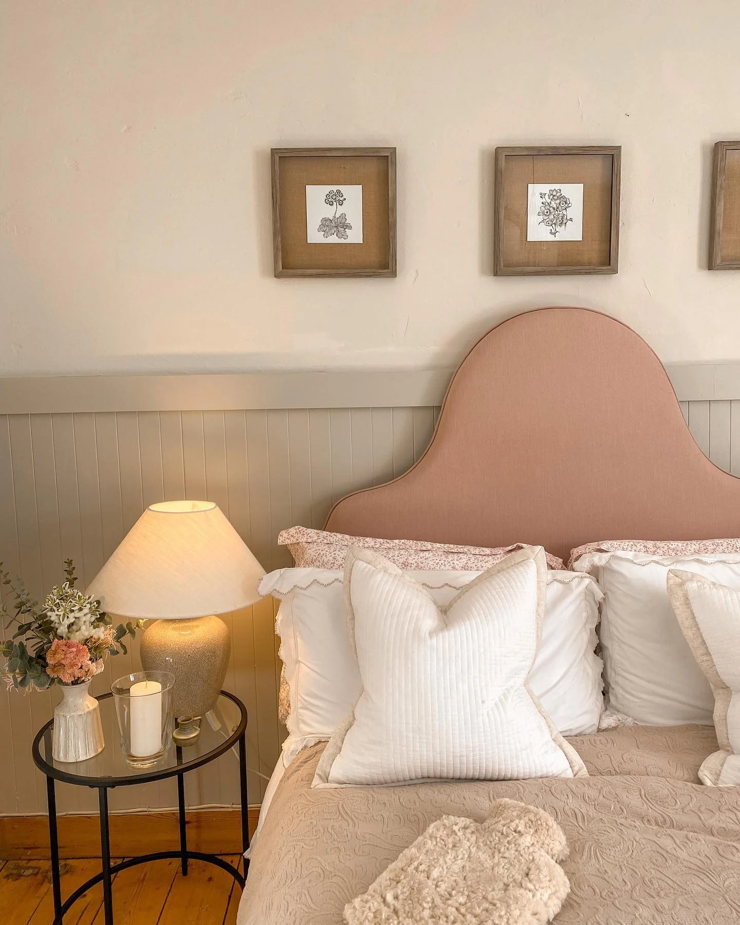 Frame the Headboard with Square Botanical Art Prints