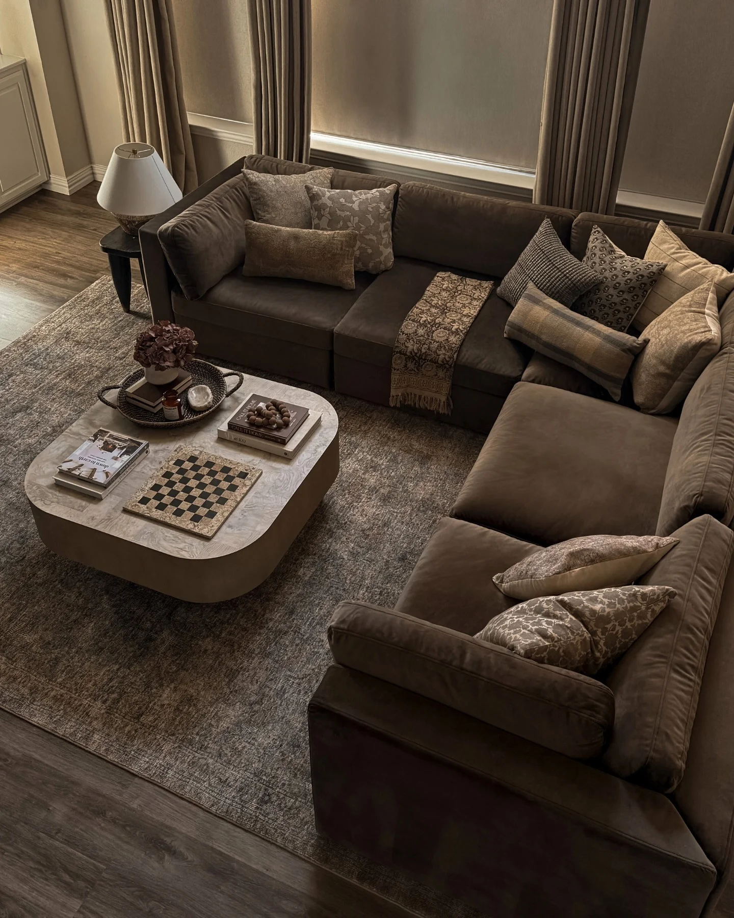Curved Coffee Table With Integrated Chess Board