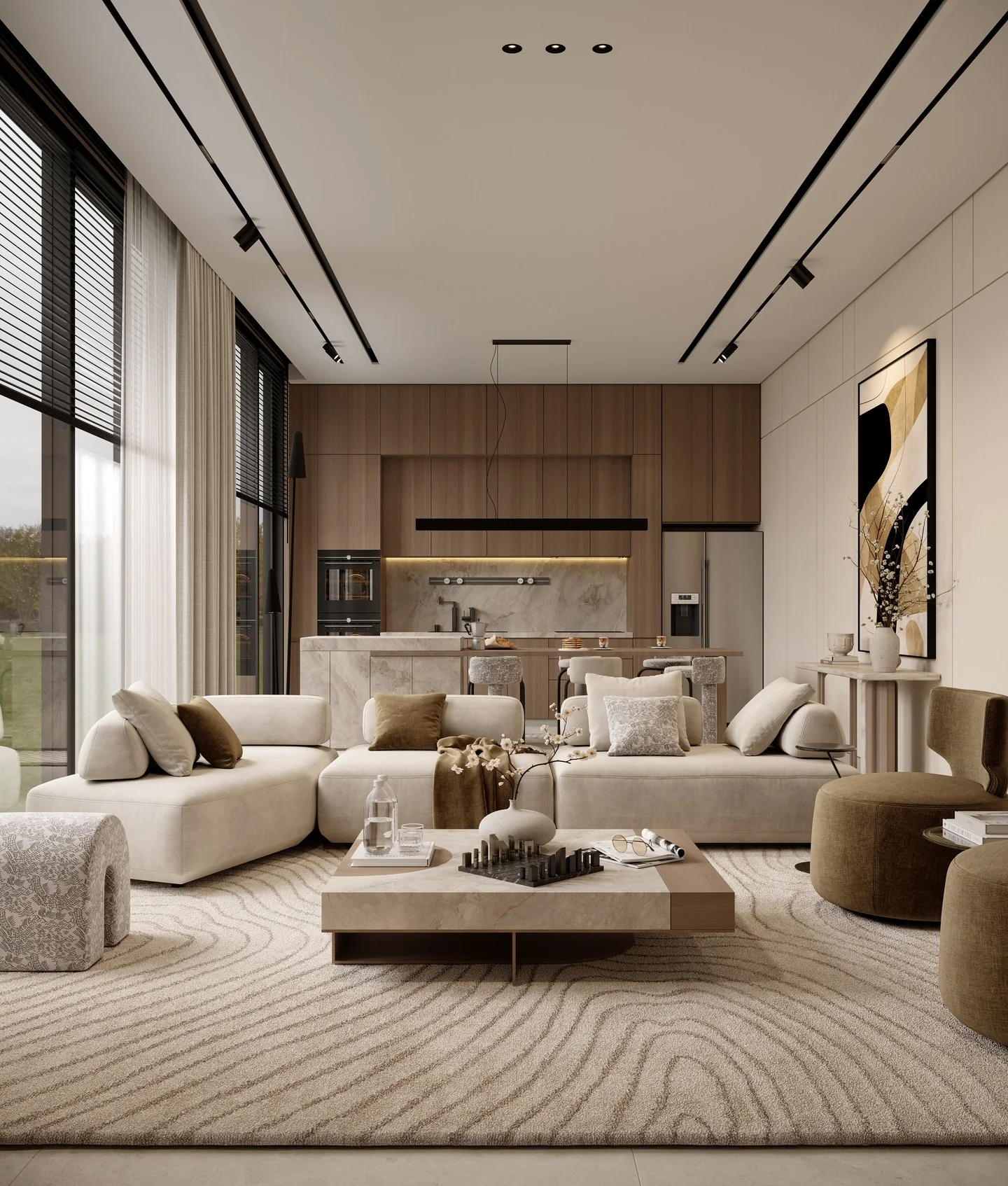 Layer Wood and Stone for a Sculptural Coffee Table