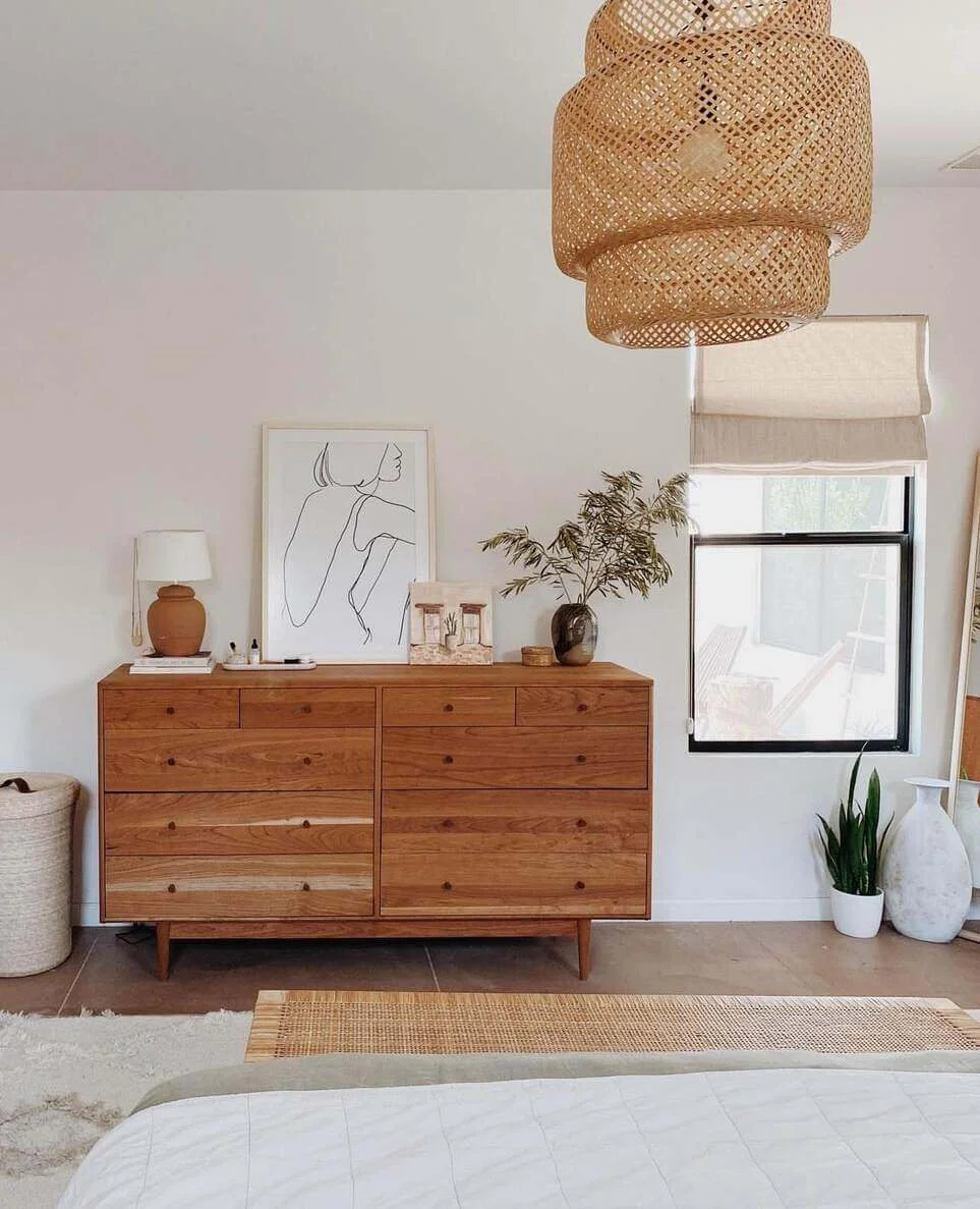 Line Art Print Adds Minimalist Focal Point Above Dresser