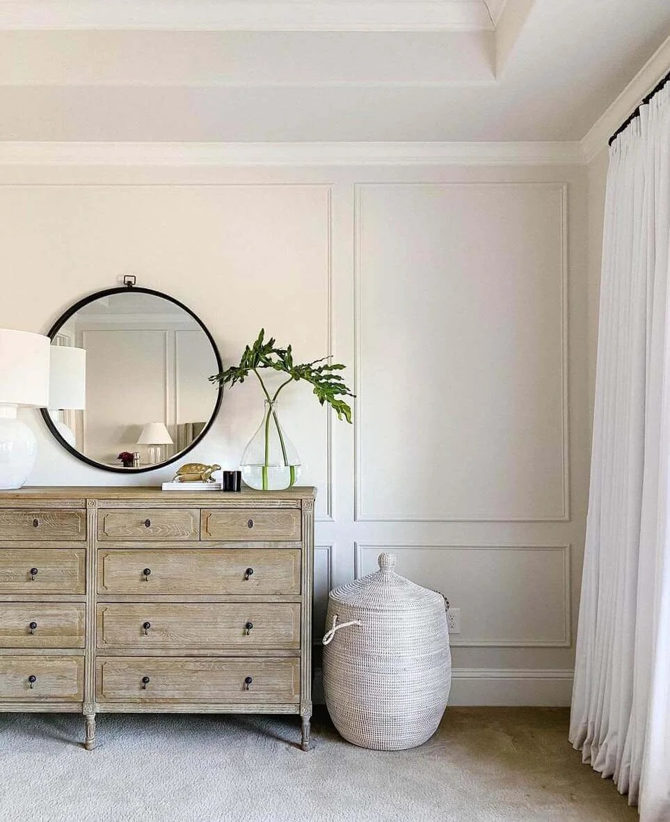 Round Black Mirror Frames Subtle Dresser Vignette