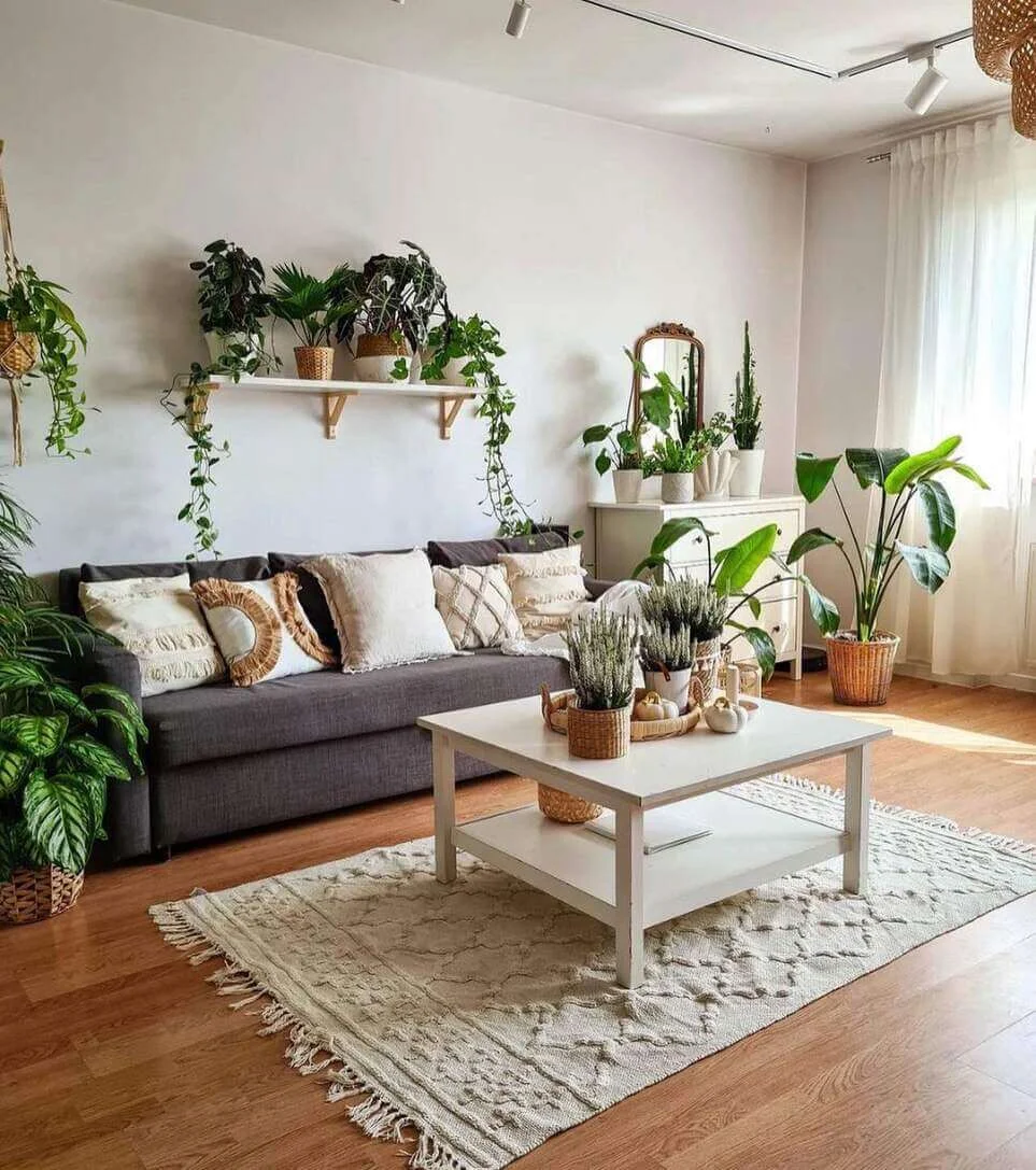 Floating Shelf Creates a Lush Greenery Backdrop