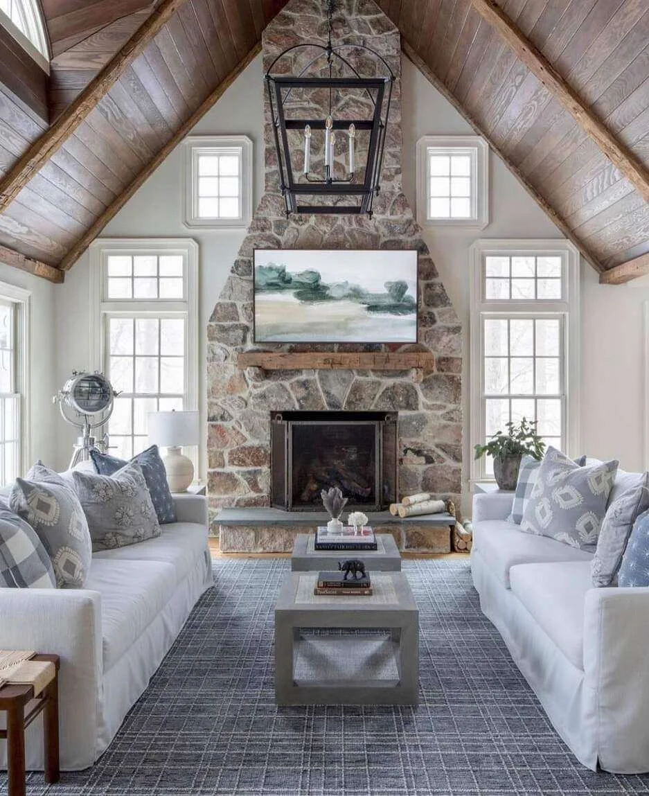 Anchor Your Room With a Stone Fireplace