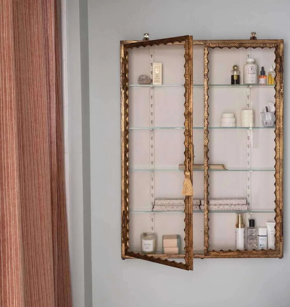 Ornate Display Cabinet for Grouping Bathroom Essentials