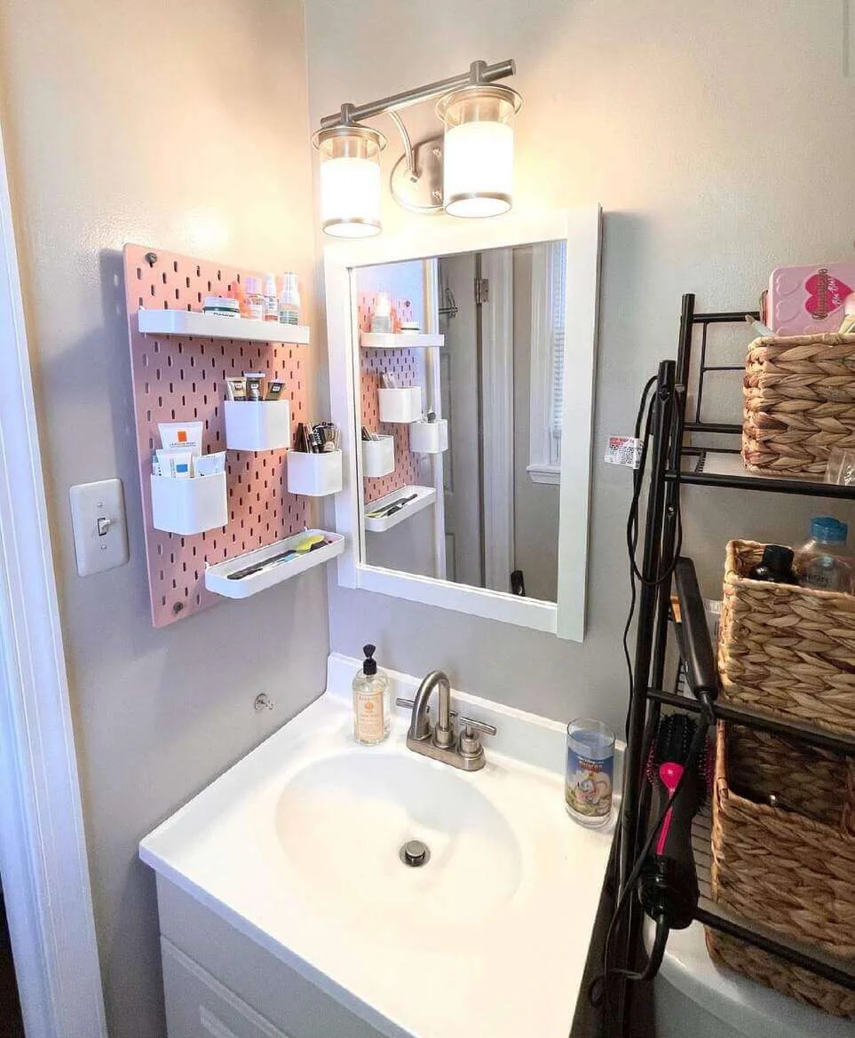 Keep Brushes and Tubes Accessible on a Pink Pegboard