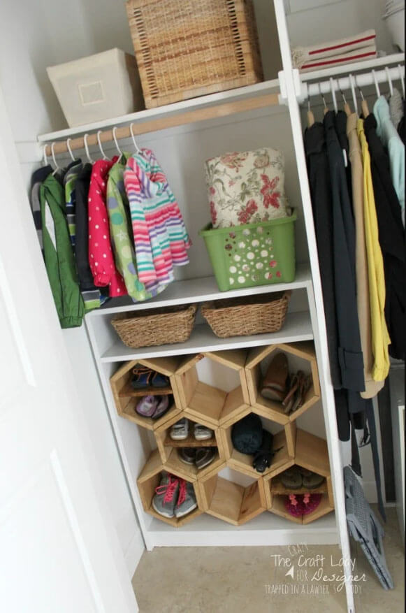 Honeycomb Cubbies for Storing Shoes and Accessories