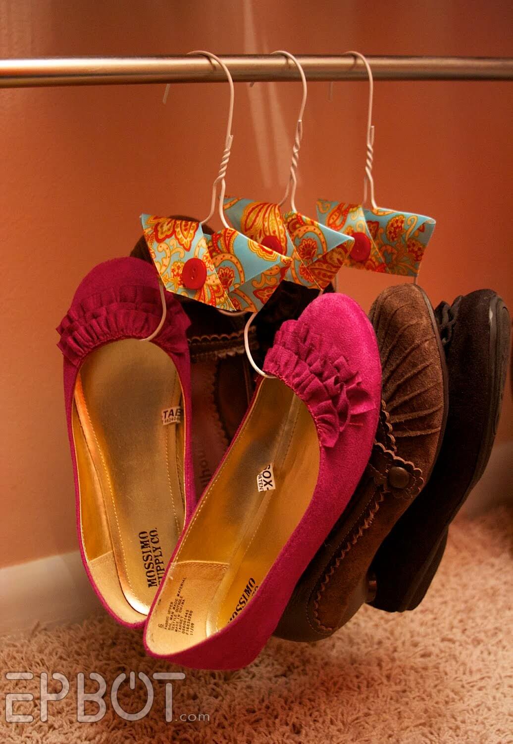Fabric-Covered Hangers Hold Flats Off the Floor