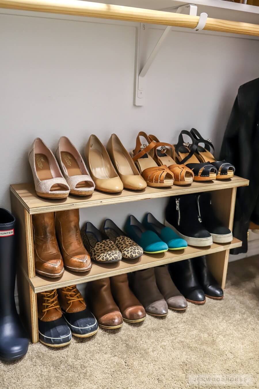 DIY Plywood Shelving Unit for Boot and Shoe Storage