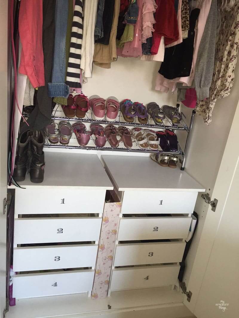 White Drawer Units With Numbered Labels Organize Shoes
