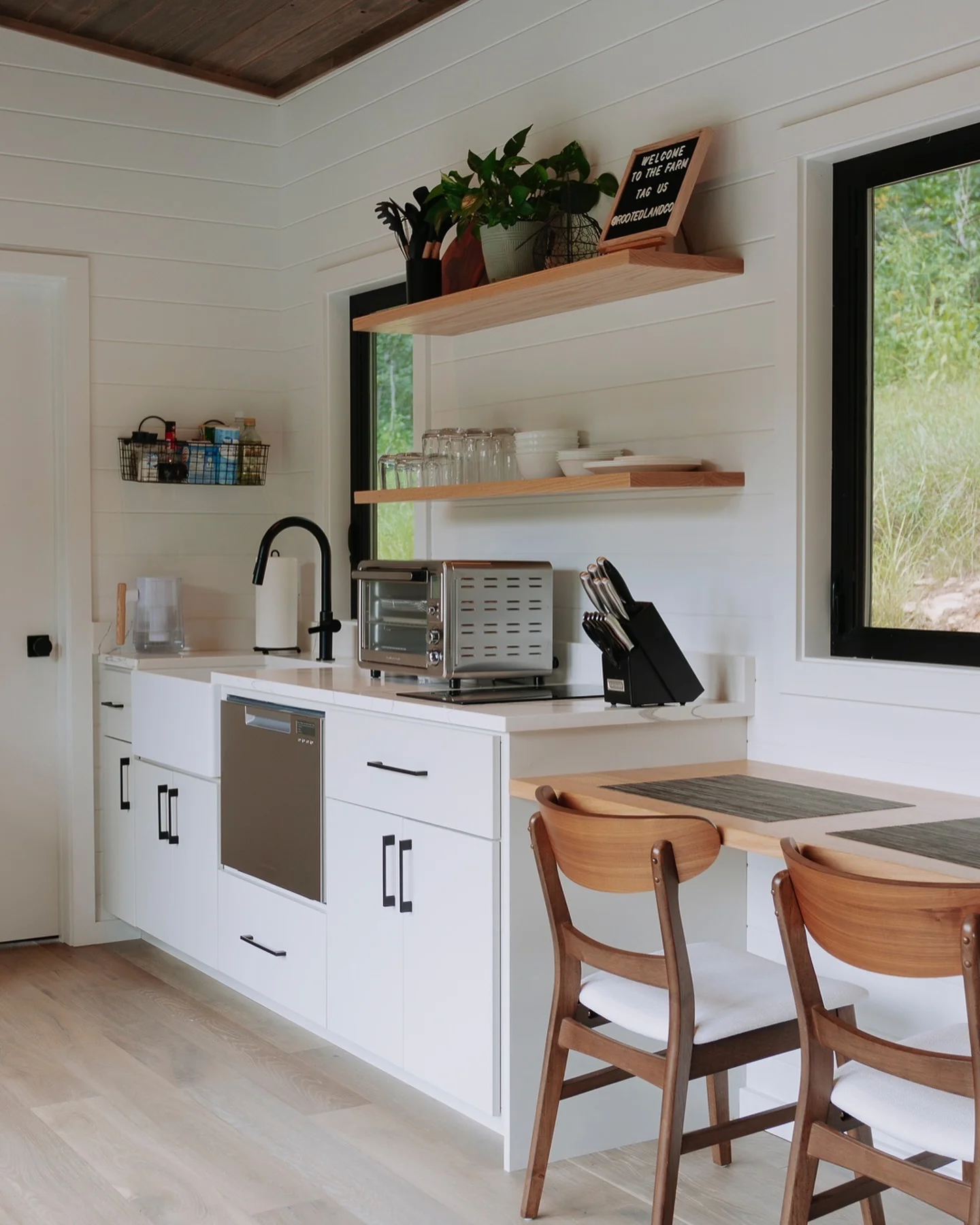 Keep Countertops Clear With Floating Shelves