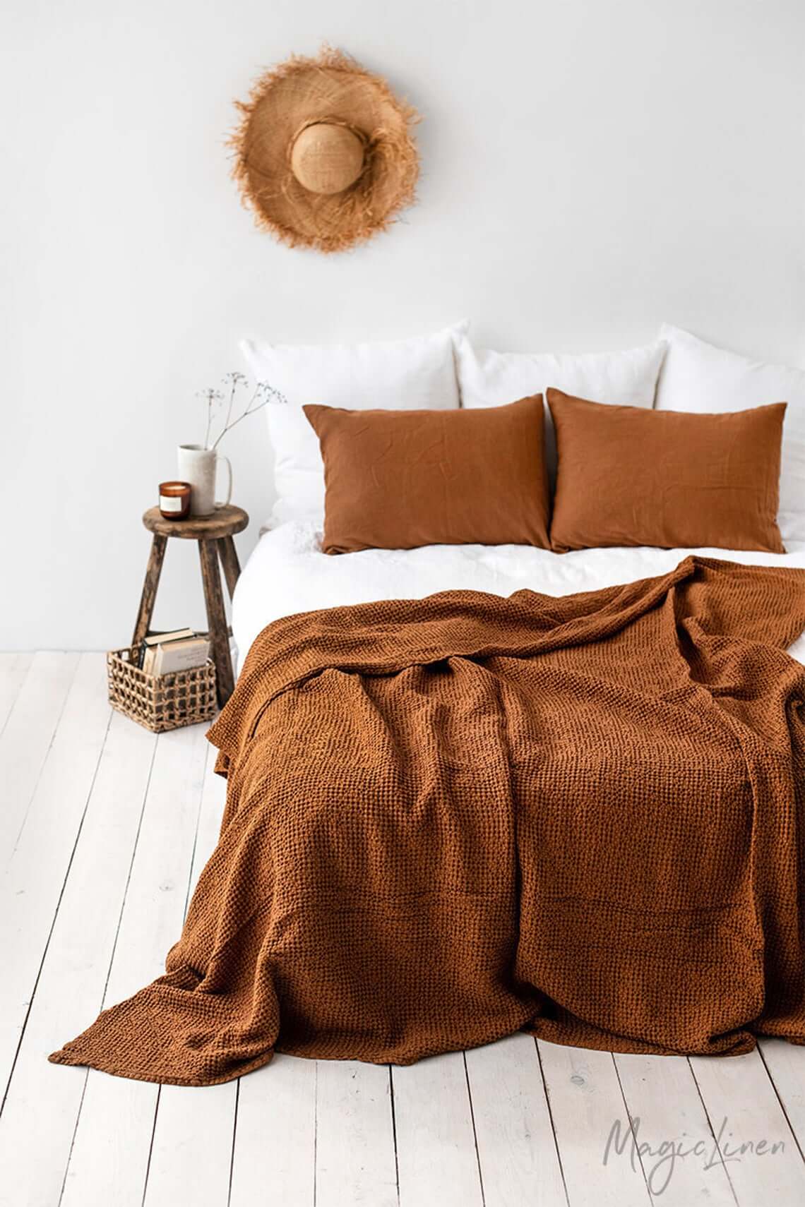 Layer a Woven Throw in Warm Terracotta
