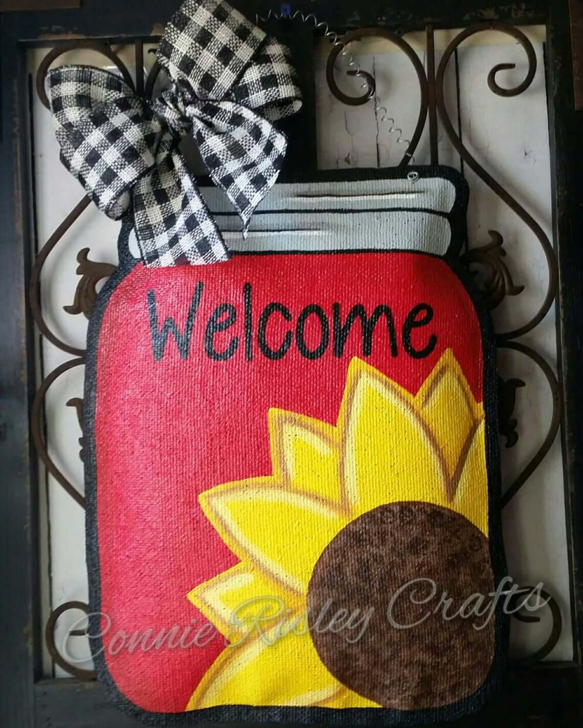 Mason Jar Door Hanger Welcomes Guests With A Cheerful Sunflower