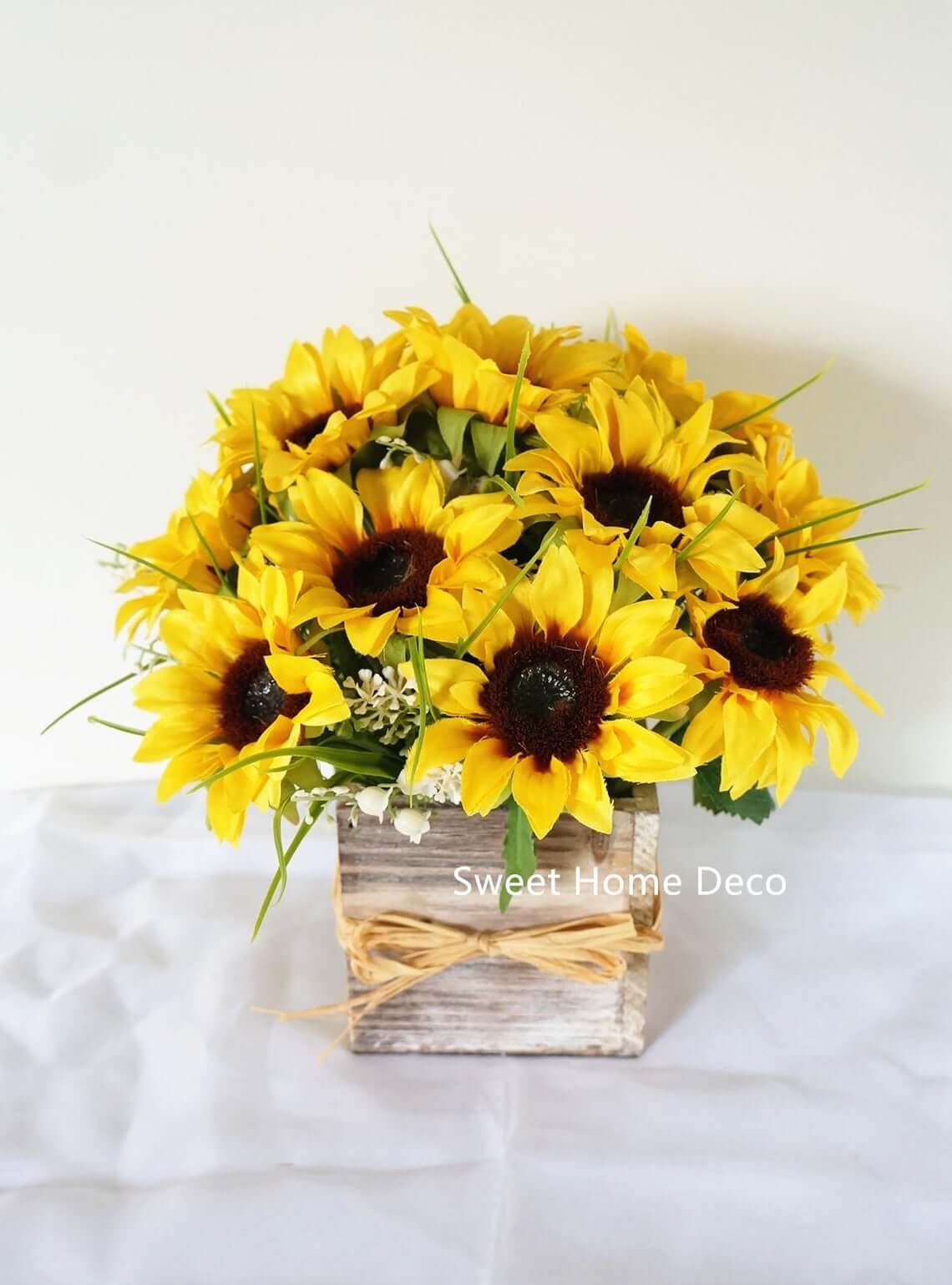 Rustic Wooden Box Grounds a Burst of Sunflower Cheer