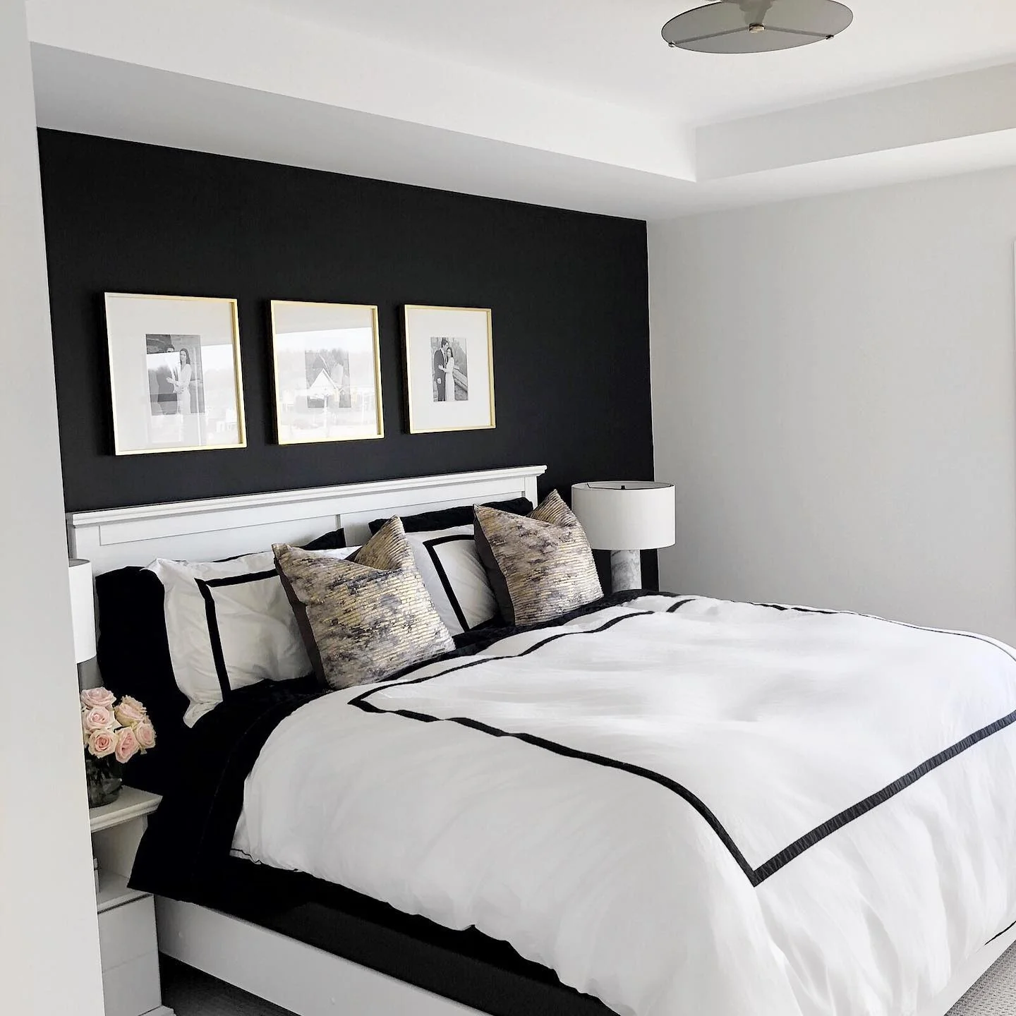 Personalize Black Walls with Gold-Framed Photos