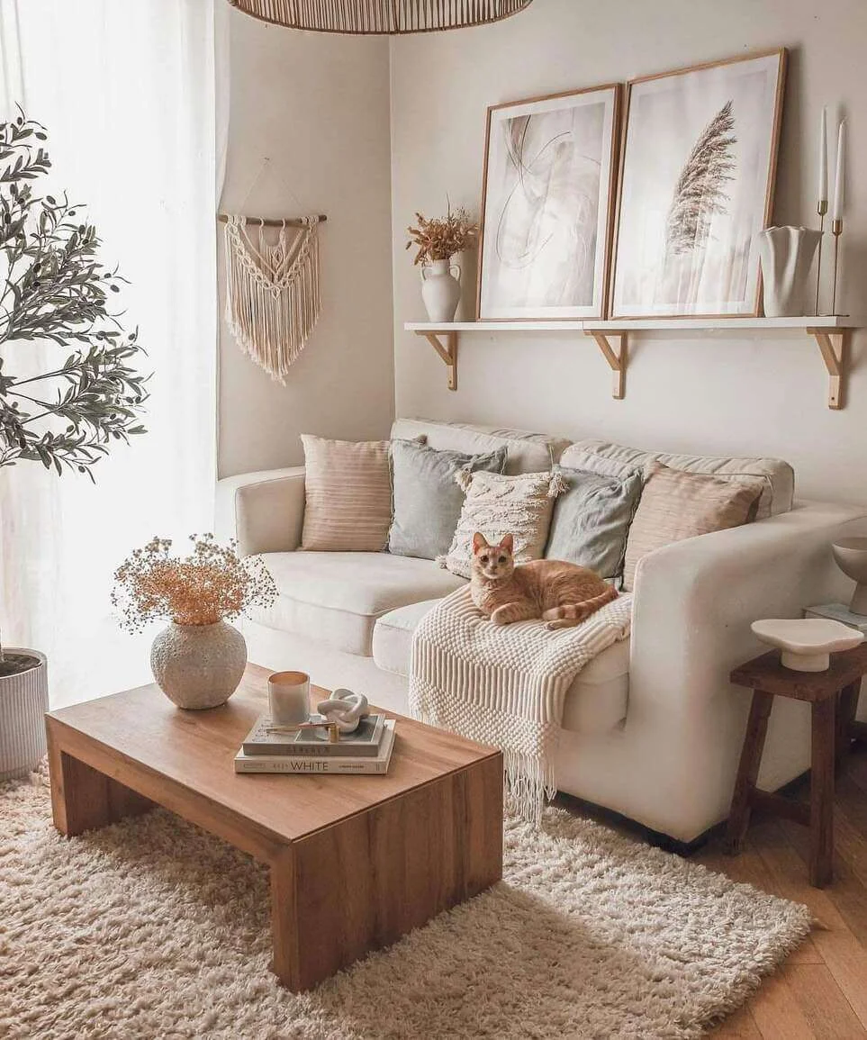 Solid Wood Coffee Table Grounds a Neutral Space