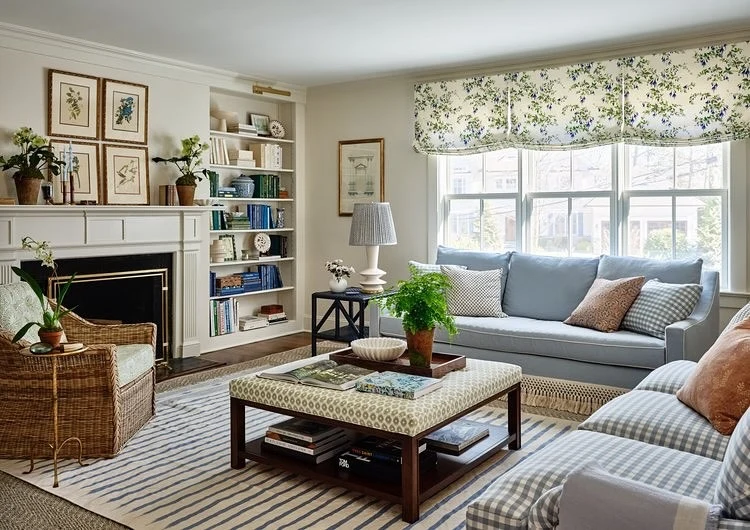 Botanical Prints Frame the Fireplace With Natural Art