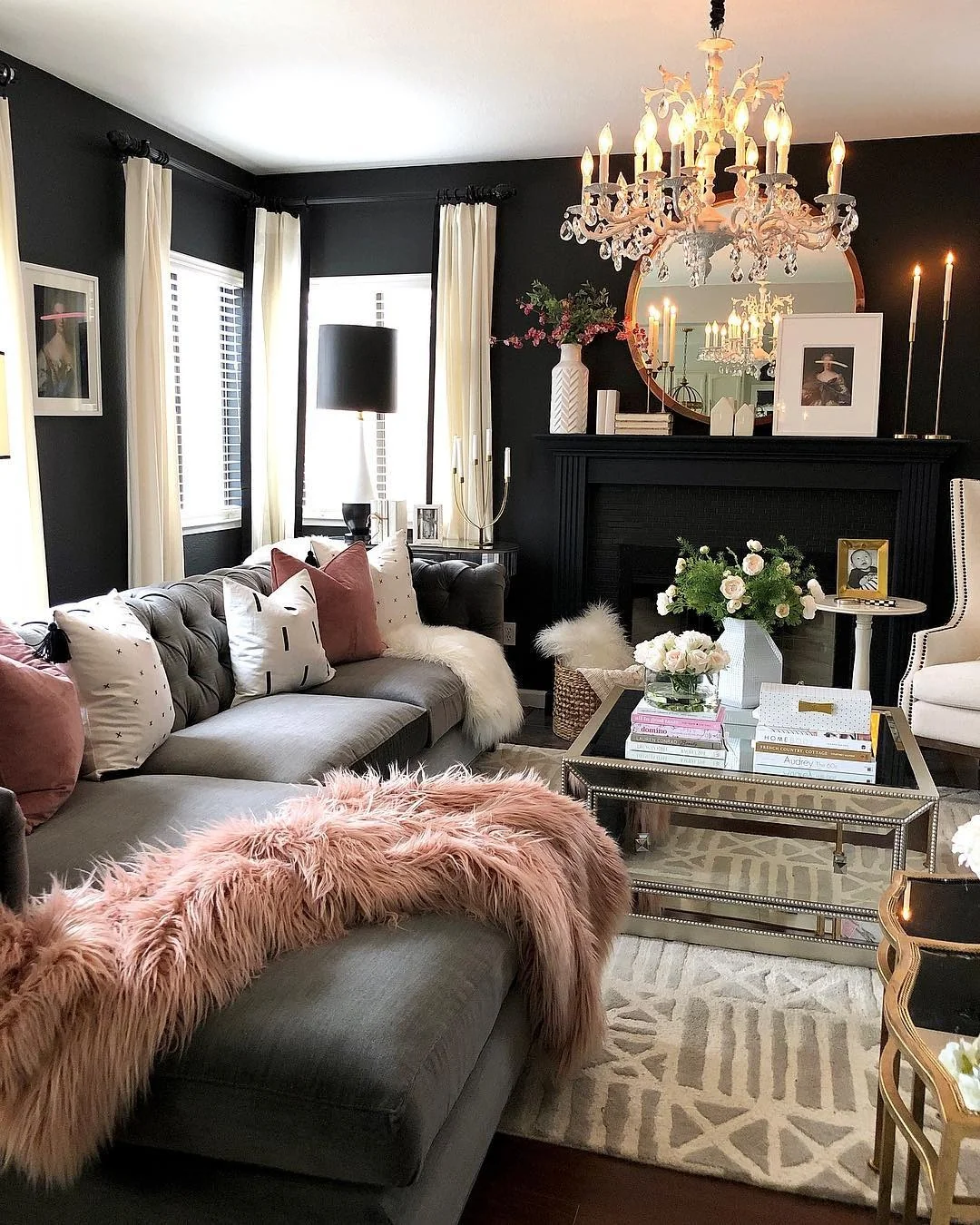 Reflect Light with a Round Mirror Above the Fireplace