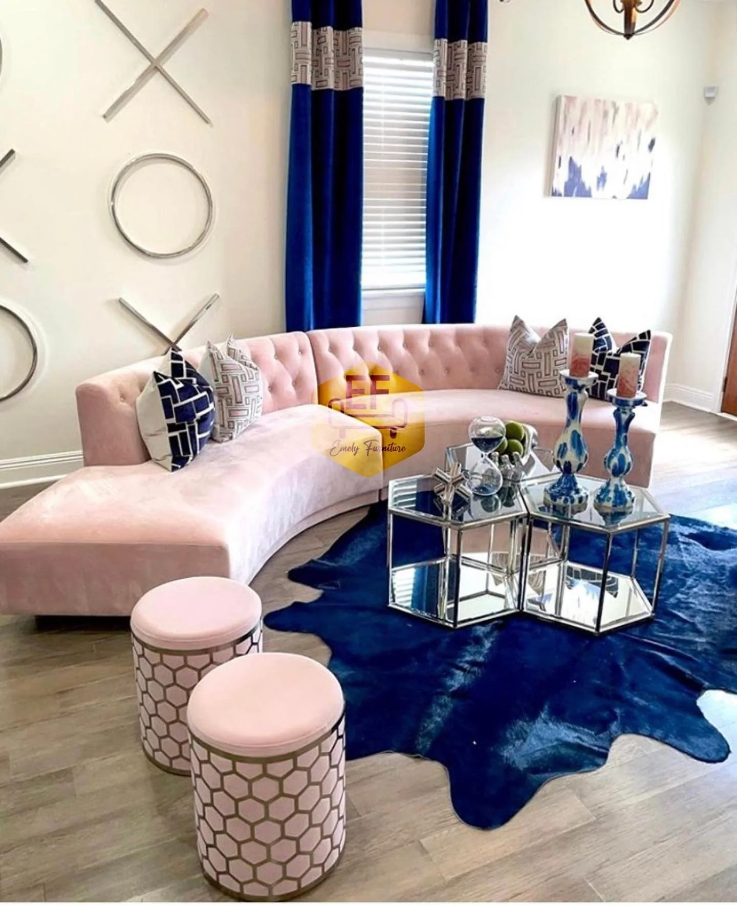 Introduce Geometric Texture with Pink Stools