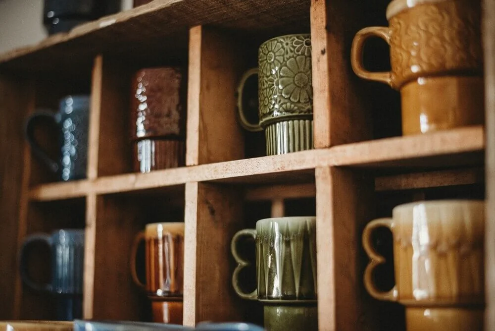 Keep Mugs Separated in Divided Wooden Cubbies