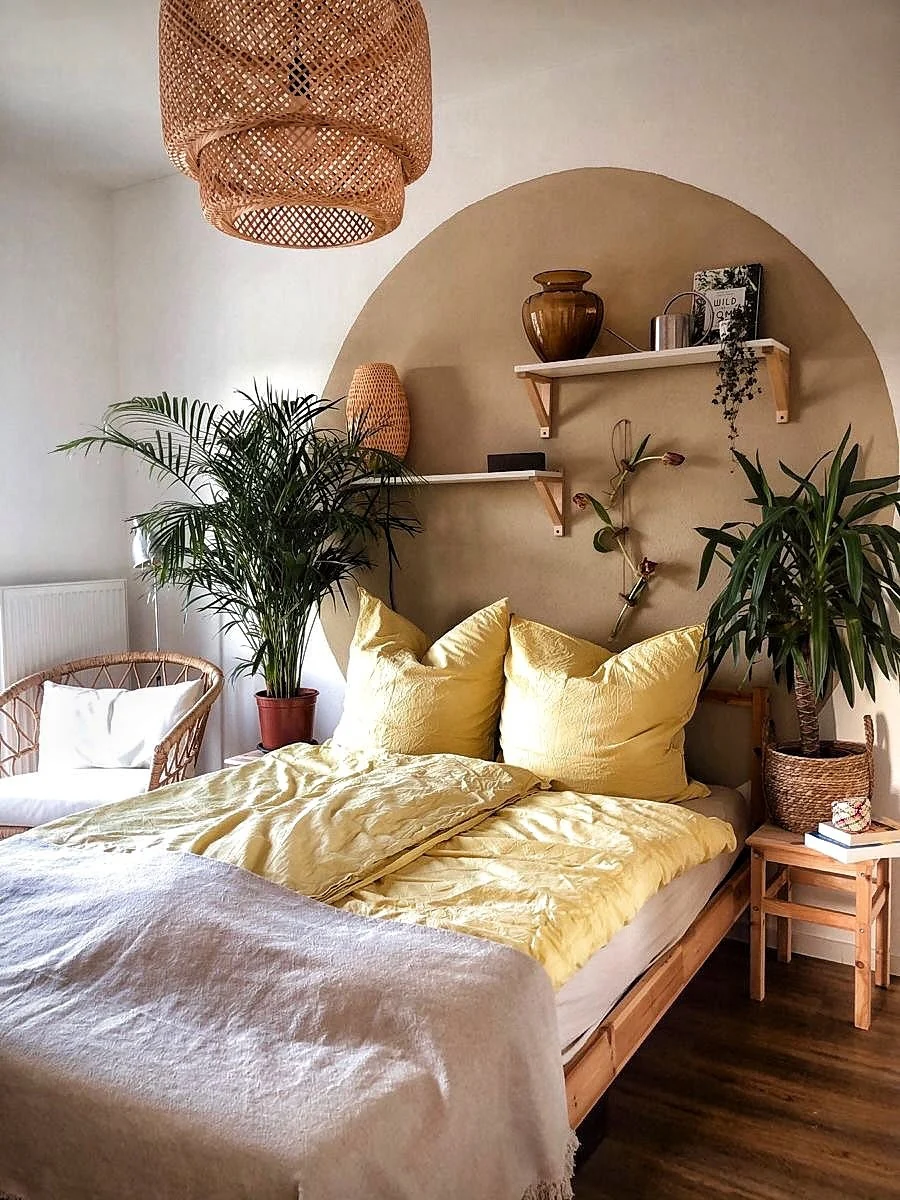 Arch Accent Wall Creates a Cozy Nook Behind Your Bed