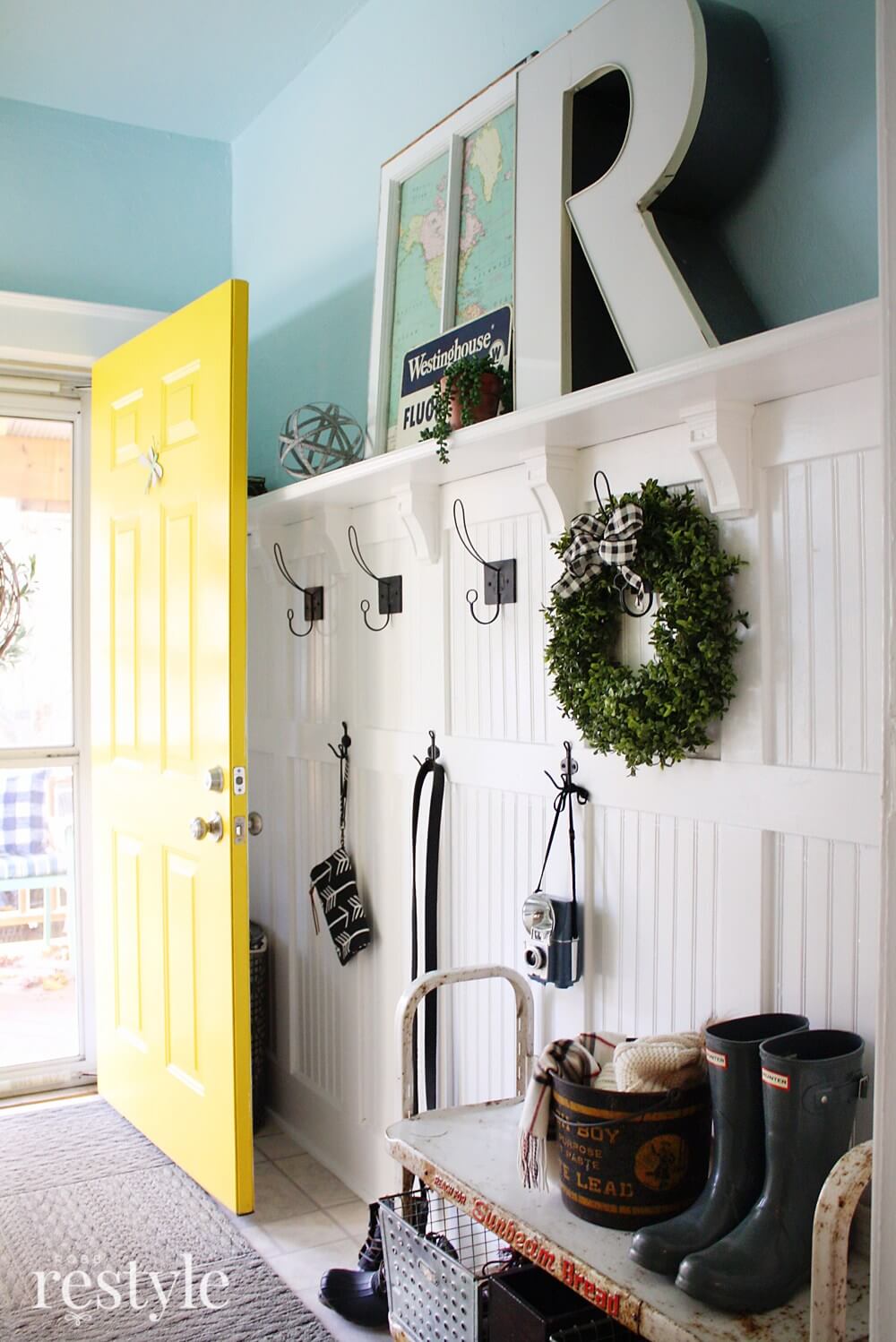 Vintage Metal Cart for Seasonal Accessory Storage