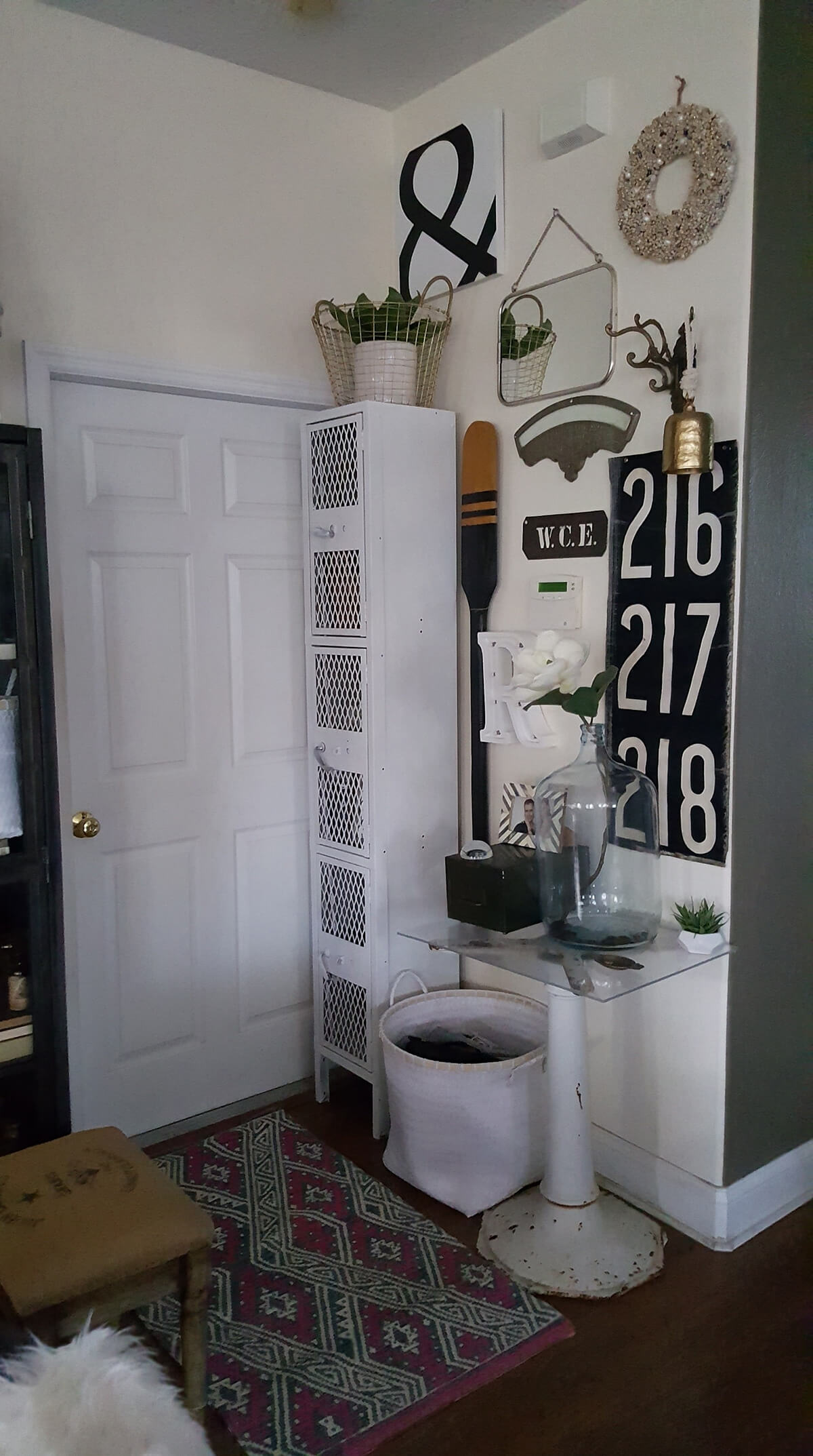 Tall White Locker Cabinet for Vertical Entryway Storage