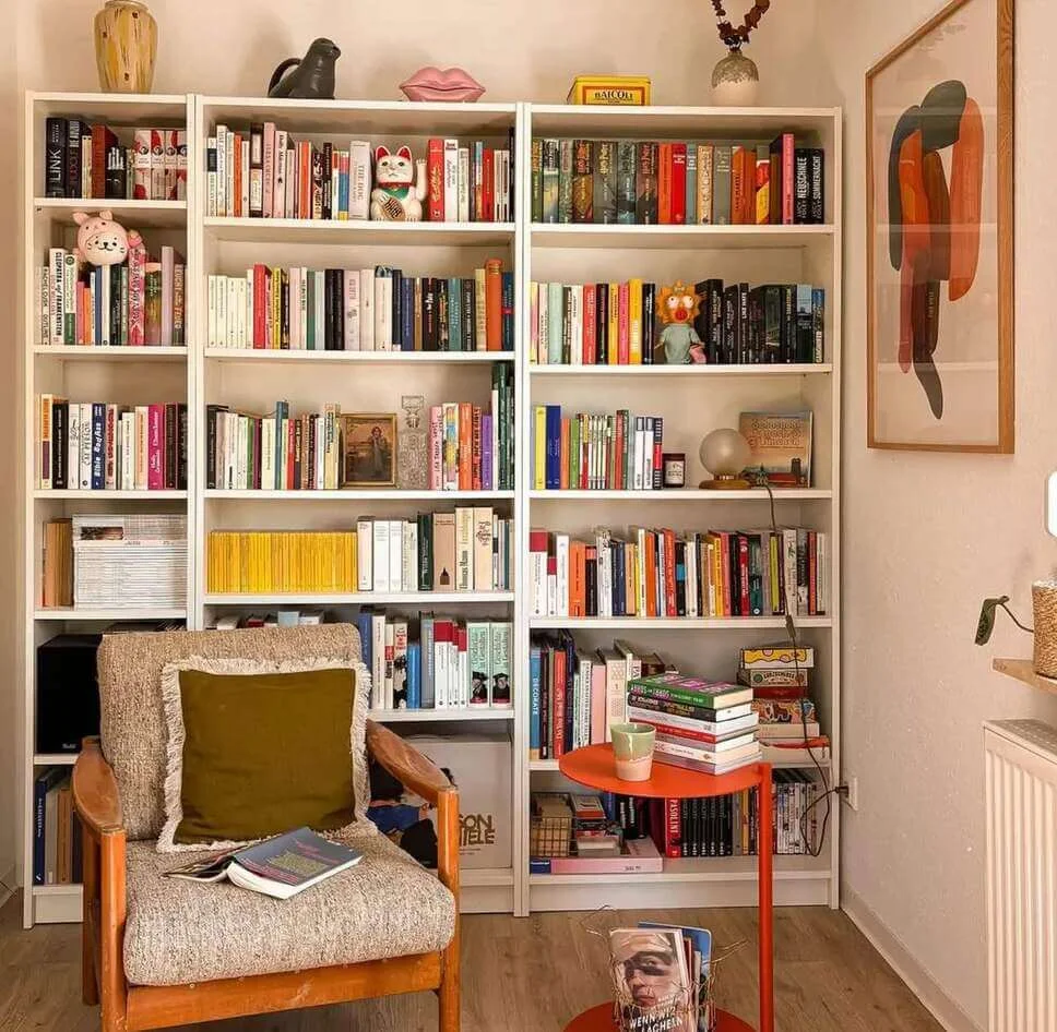 Orange Side Table Holds Your Reading Essentials