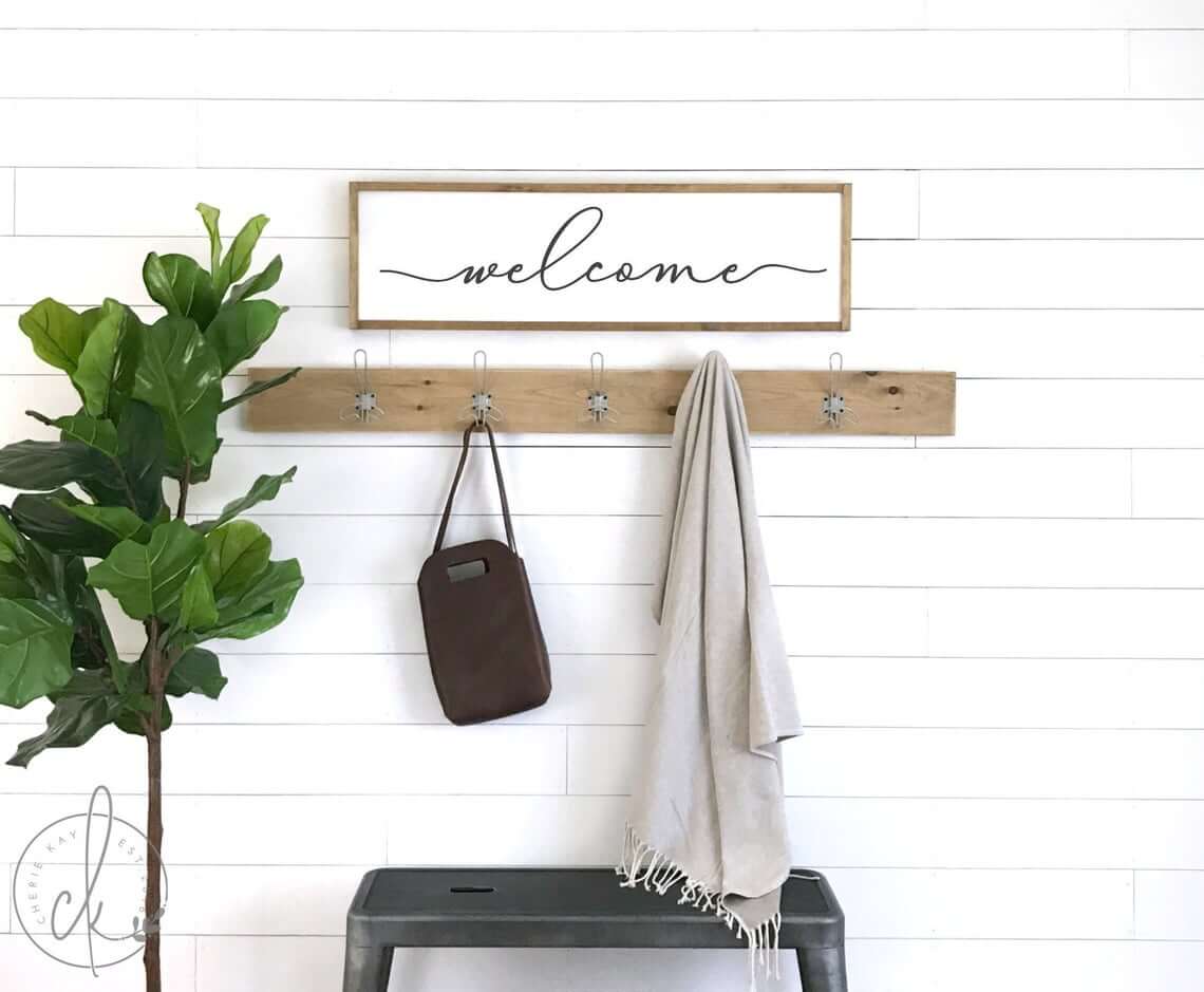 Natural Wood Coat Rack Holds Everyday Essentials