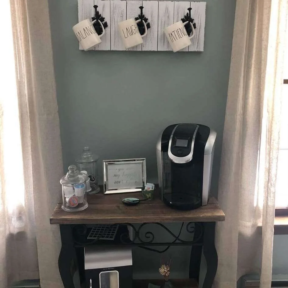 White Shiplap Mug Rack With Decorative Hooks