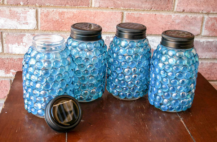 Gem-Covered Mason Jars Create Unique Solar Lanterns