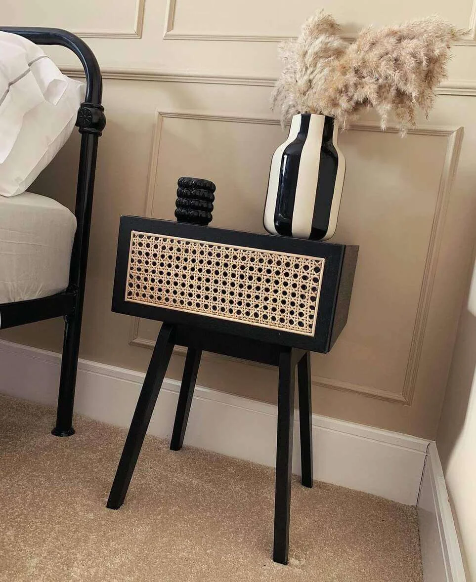 Layer Textures with a Cane-Fronted Nightstand
