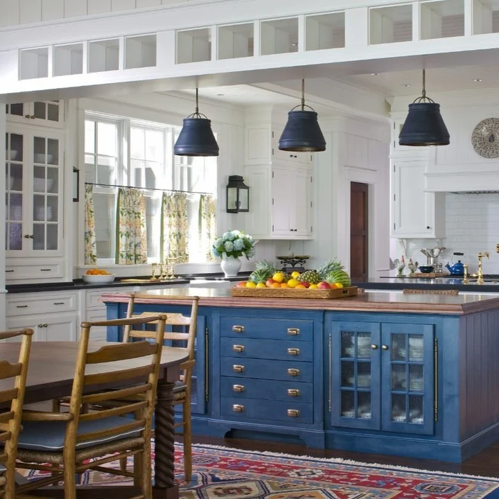 Deep Blue Island Base with Brass Hardware