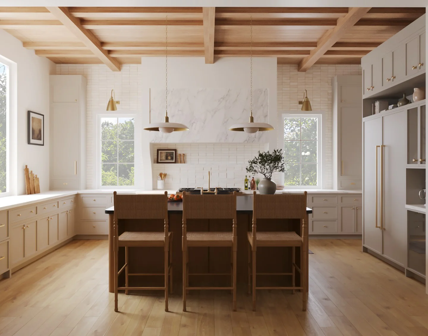 Wooden Slatted Ceiling Adds Architectural Interest