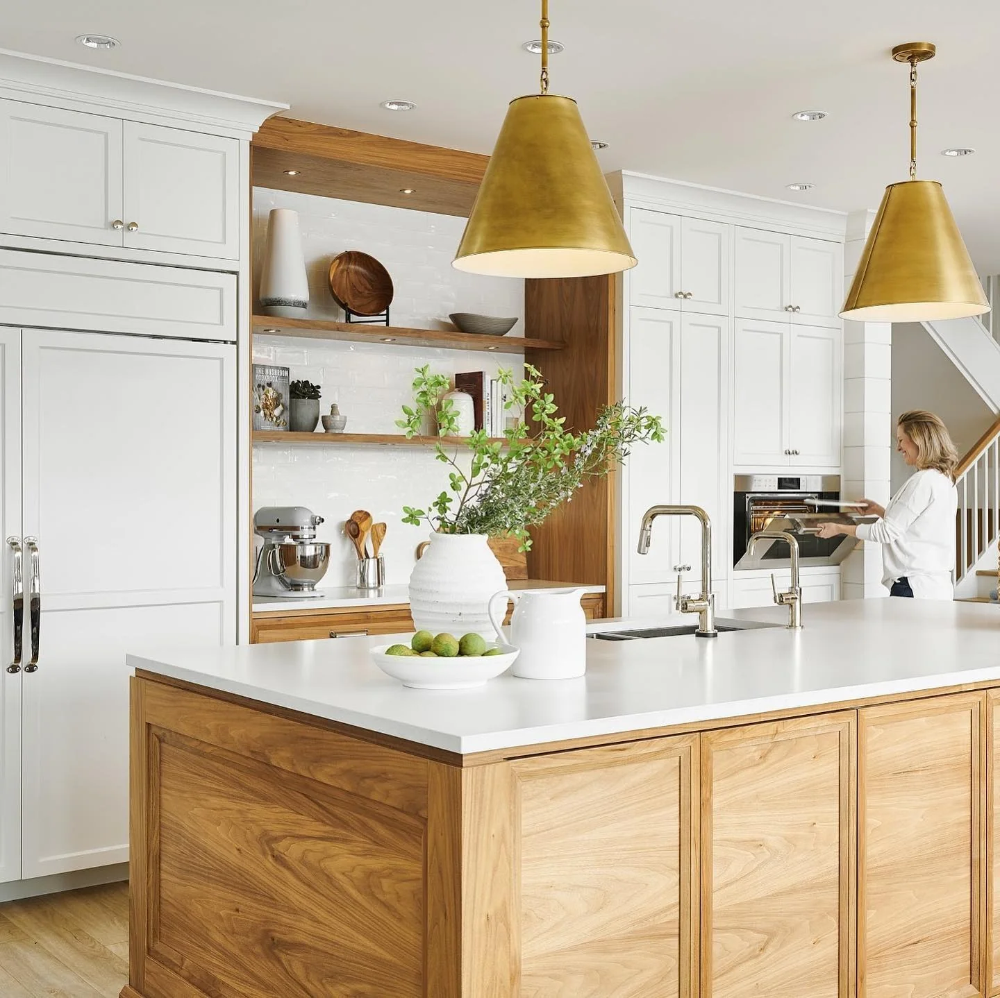 Warm Wood Island Panels with Recessed Frames