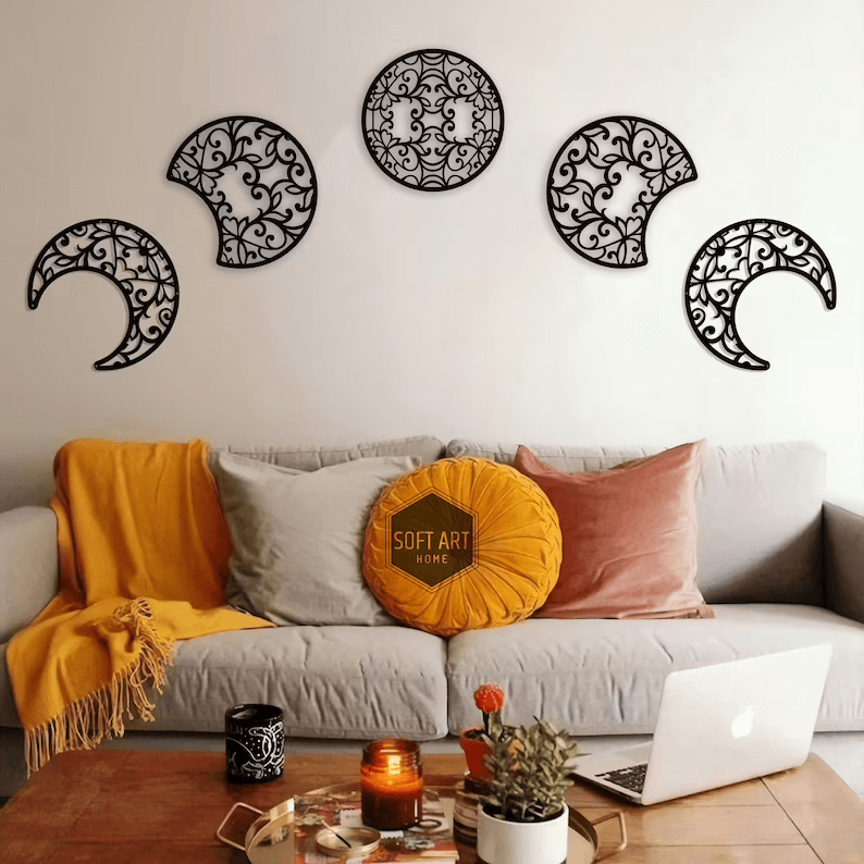 Black Filigree Moon Cutouts Add Celestial Pattern