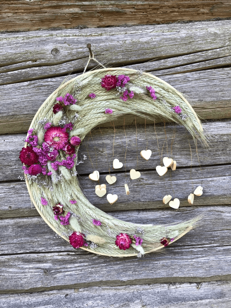 Craft a Unique Wall Accent with a Dried Flower Moon