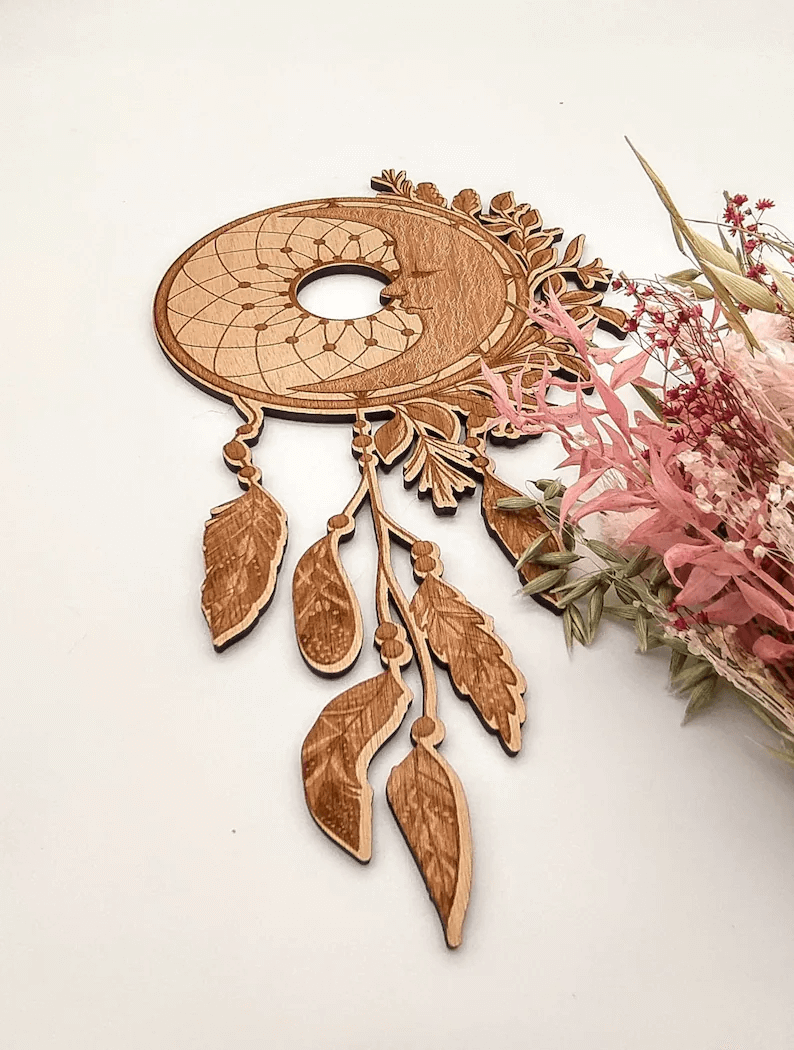 Combine a Moon and Dream Catcher with Natural Wood