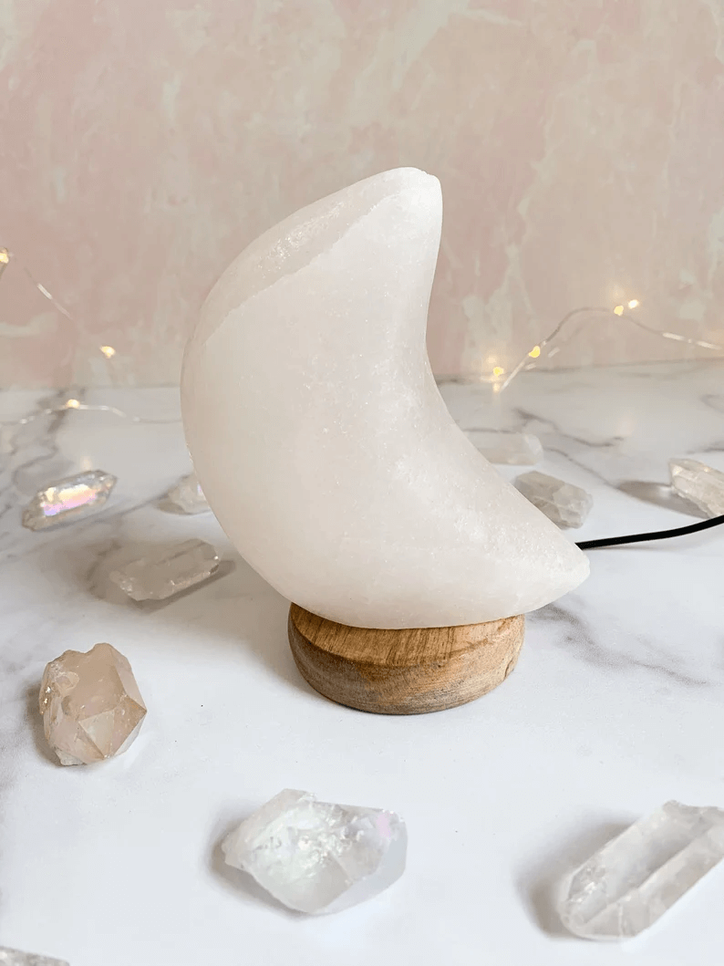 White Moon Lamp With Crystals Creates a Mystical Corner