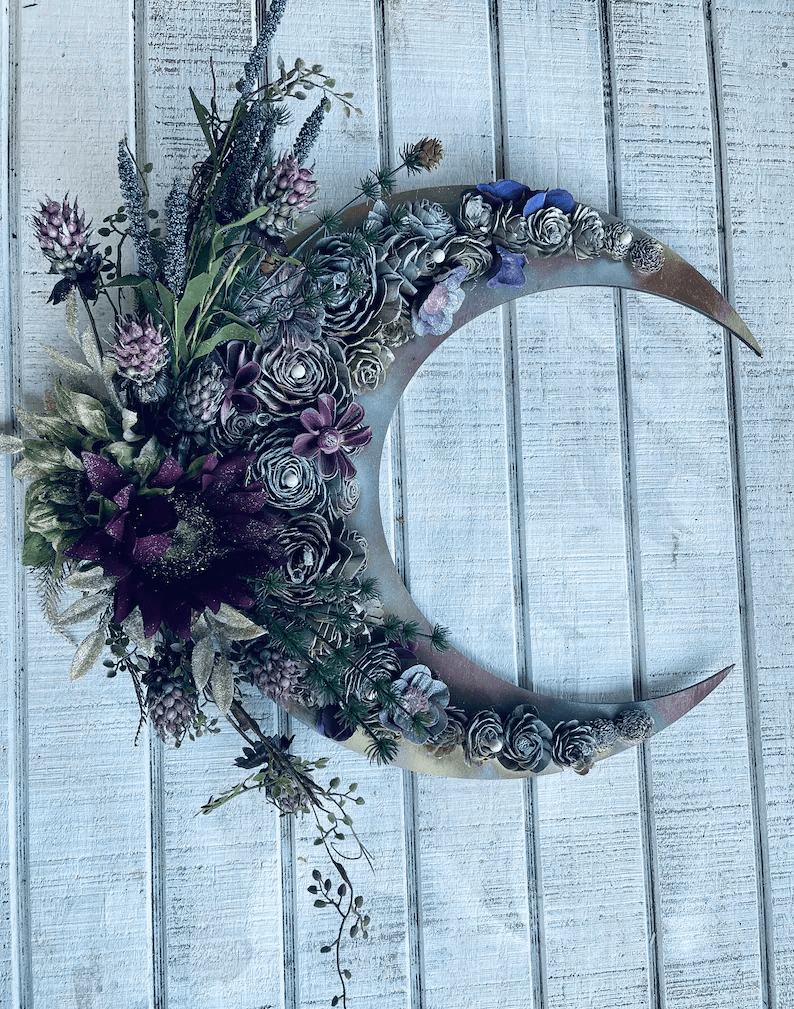 Design a Dramatic Crescent Moon with Floral Embellishments