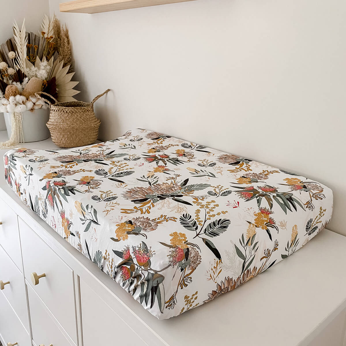 Botanical Print Changing Pad Cover Adds Natural Flair