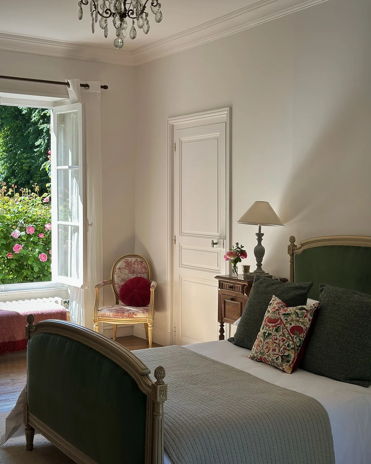 Opt for an Ornate Wood Bed with Green Velvet
