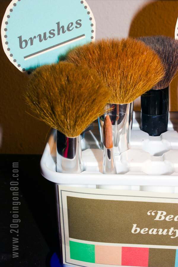 White Brush Holder With Individual Compartments