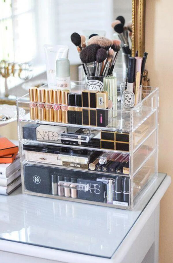 Clear Stackable Drawers for Lipstick Rows