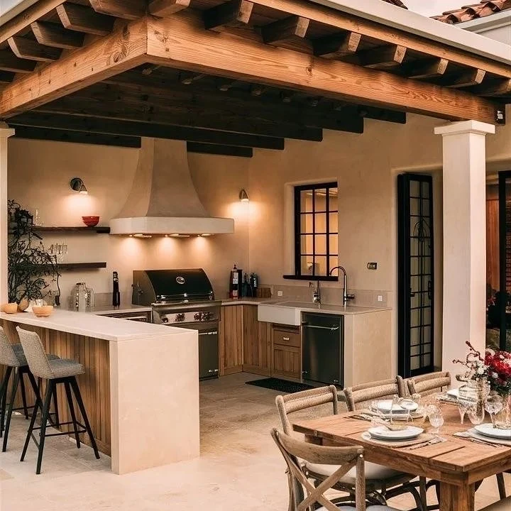 Integrate Appliances within Natural Wood Cabinets