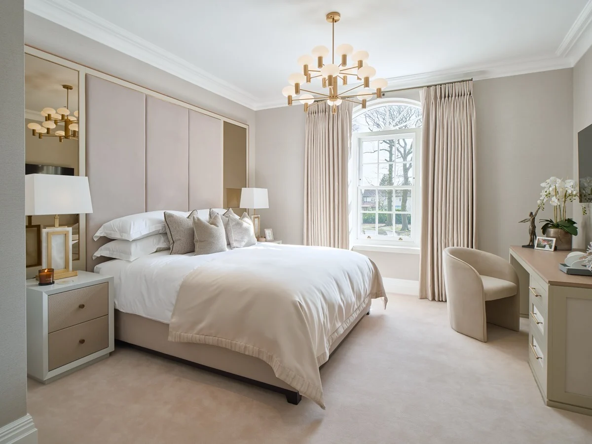 Tall Upholstered Headboard Panels Create a Soft Focal Point