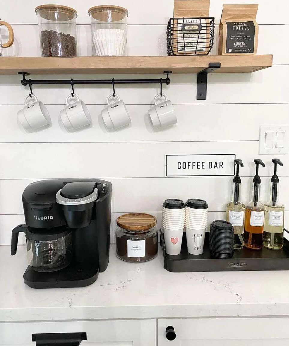 Contain Syrup Bottles and Cups in a Black Metal Tray