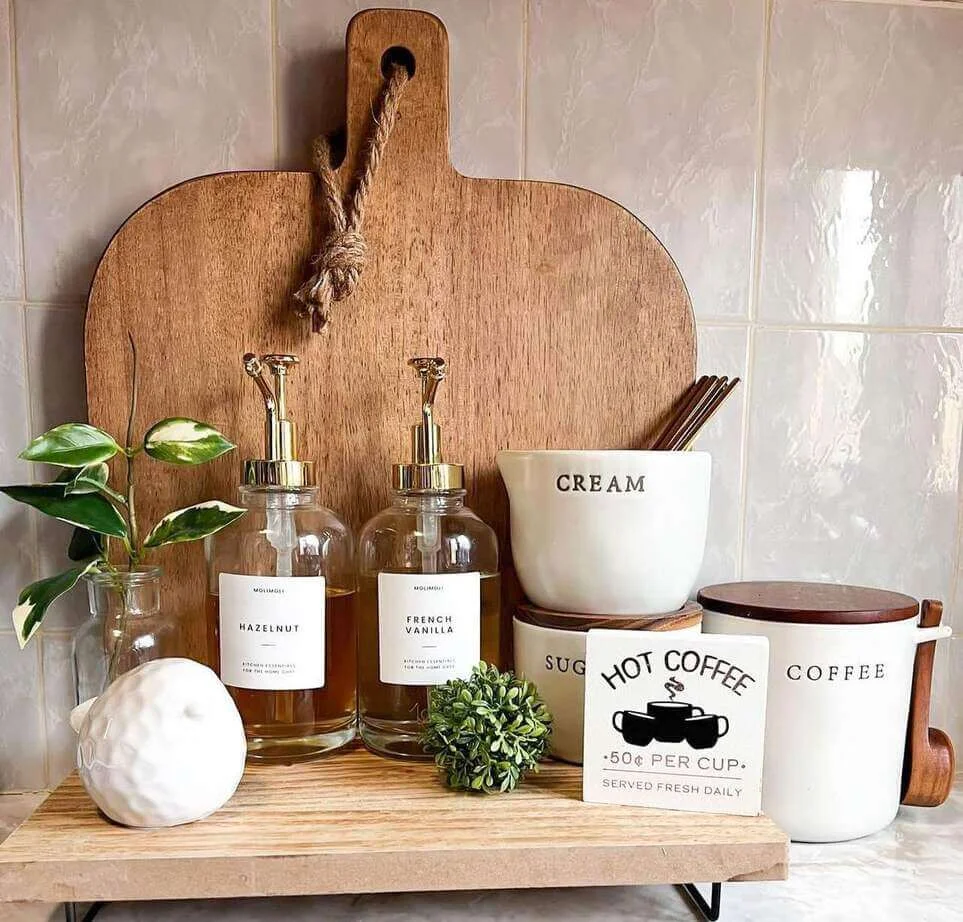 Dispense Syrups and Cream with Gold-Accented Pumps
