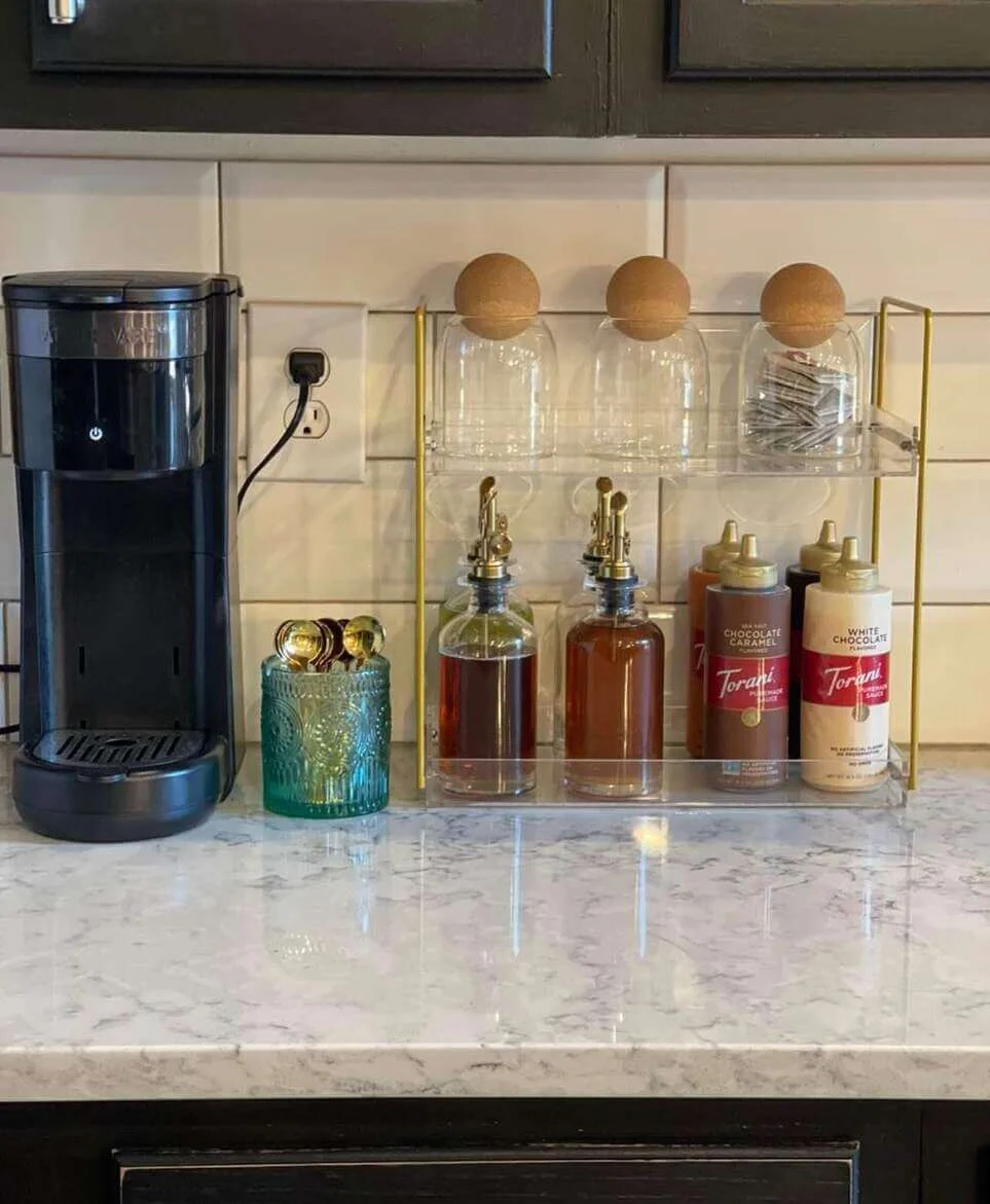 Tiered Acrylic Stand for Syrup Bottles and Tea Bags