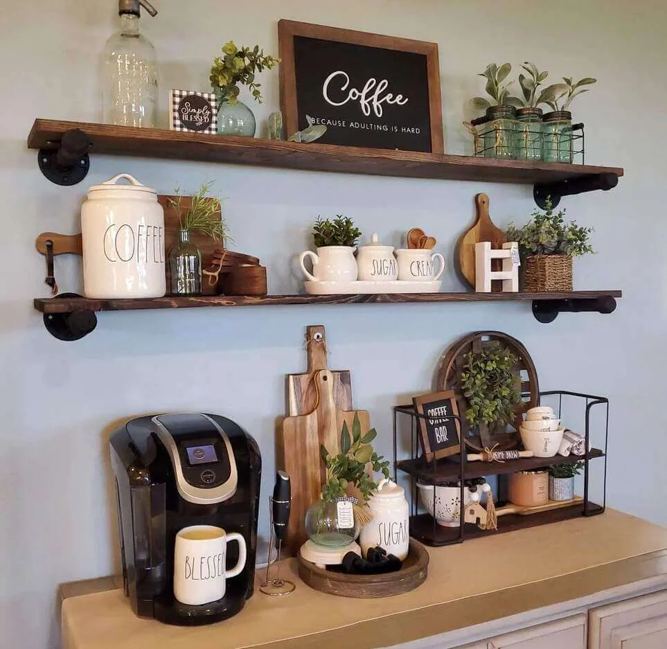 Tiered Metal Shelf for Coffee Bar Accessories